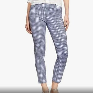 Old Navy The Diva Daisy Ankle Pant Blue & White Geometric Diamond pattern Sz 0